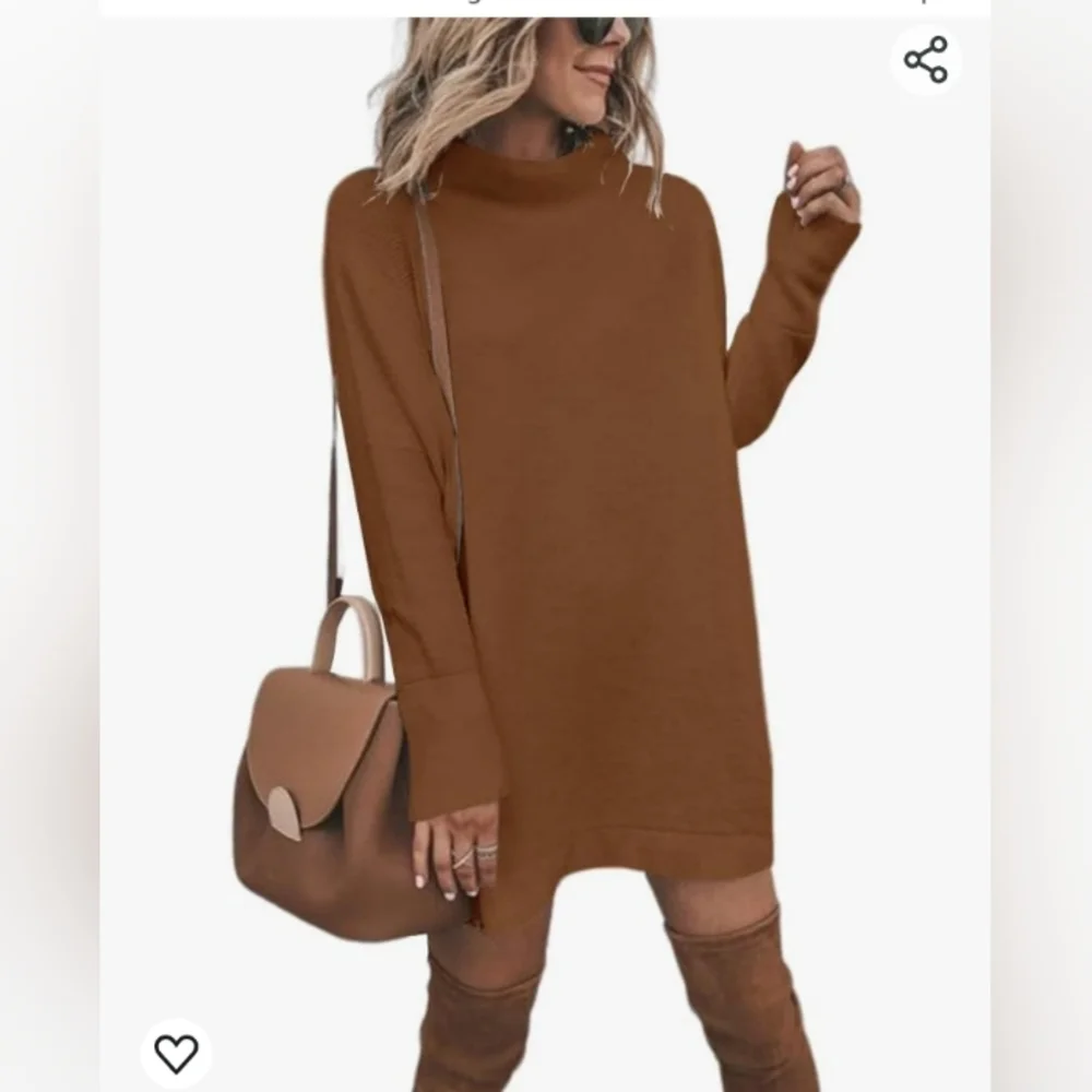 Cnkwei Long Sleeve Turtleneck Sweater Dress Large - Picture 3 of 6